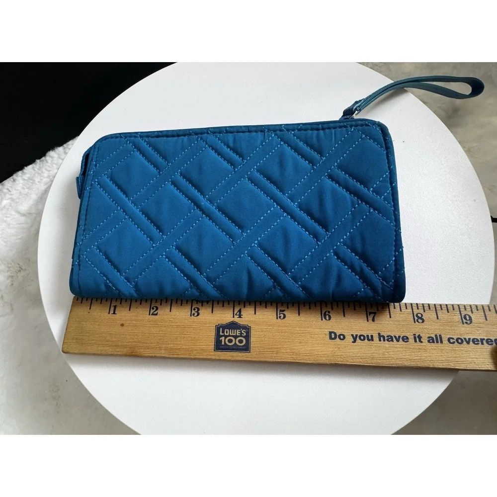 Vera Bradley Quilted‎ Wristlet Top Zip Wallet Tango Teal RFID Protection - Picture 8 of 9